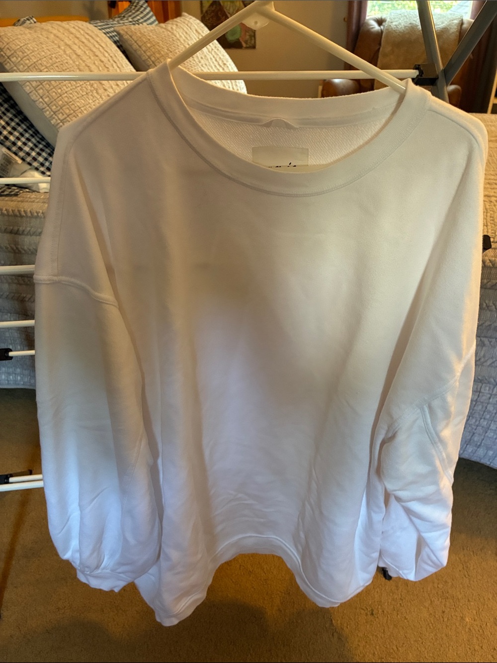 aerie White Crewneck Lightweight Sweatshirt